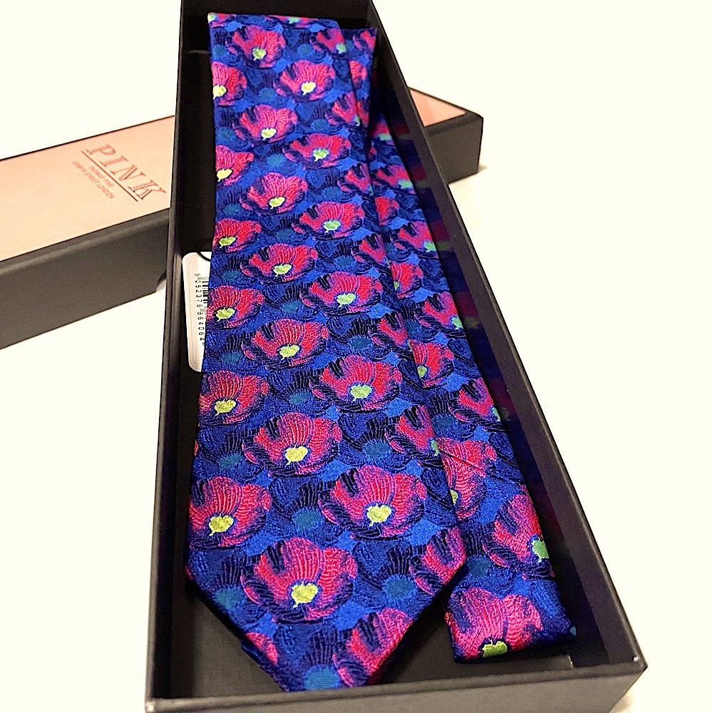 🔥STRIKING⚡️✨🆕💯LVMH AUTHN THOMAS PINK 🔥JAPANESE HIBISCUS🔥WOVEN MOTIF TIE🔥
